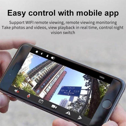 WiFi Wireless Security Camera with Wide-Angle Monitoring showing live 1080P mobile app view and easy remote control