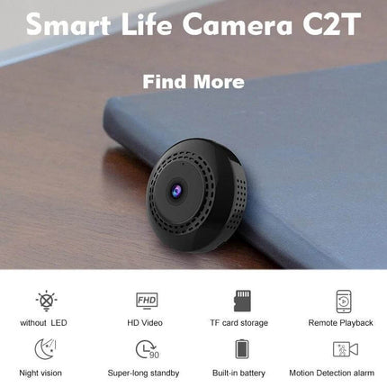 Camsoy C2T Wireless Action Camera with Secure Clip Design compact 19g clip-on camera for HD monitoring and remote mobile viewing