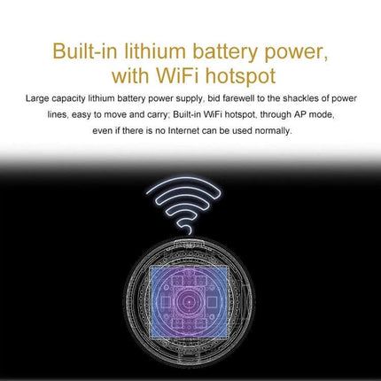 Camsoy C2T Wireless Action Camera with Secure Clip Design showing built-in lithium battery and WiFi hotspot features