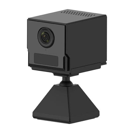 Camsoy S50 Wireless Action Camera for Outdoor Recording compact black cube camera on adjustable tripod for outdoor and home security