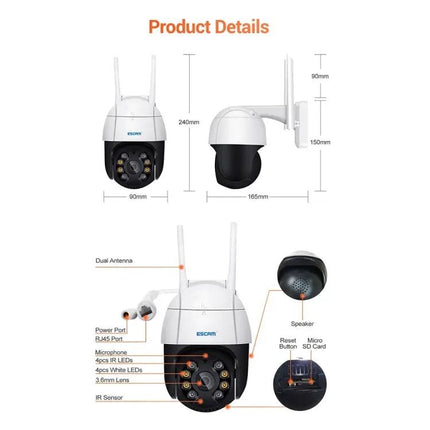 ESCAM Security Camera with AI Humanoid Detection