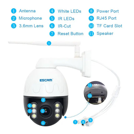 ESCAM Waterproof Outdoor IP Camera for Home Security