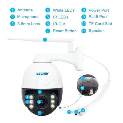 ESCAM Waterproof Outdoor IP Camera for Home Security