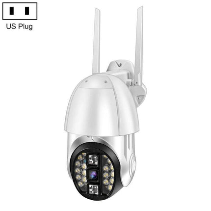 QX33 360-Degree Rotating WiFi Camera for Home Security Monitoring white outdoor PTZ camera with dual antennas and 1080P night vision