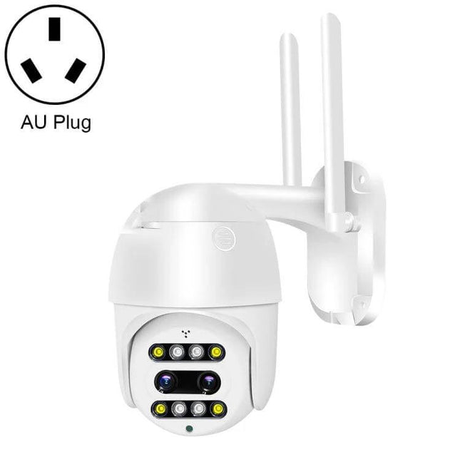 QX48 Wireless Security Camera for Home Monitoring white outdoor Wi‑Fi PTZ camera with dual antennas, 1080P, motion alerts and two‑way audio
