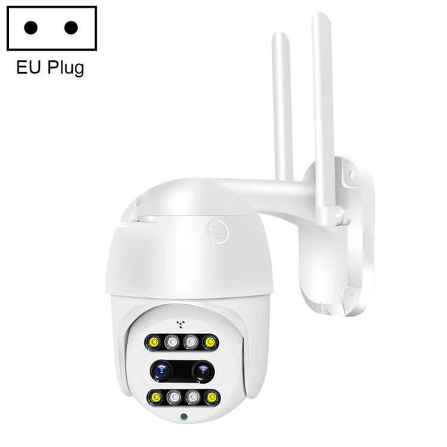 QX48 Wireless Security Camera for Home Monitoring white outdoor PTZ camera with dual antennas, 1080P, motion alerts and two-way audio
