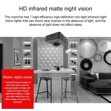 Versatile Mini Security Camera for Indoor Monitoring with Wide View showing camera night-vision view of modern living room and kitchen