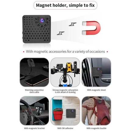 Versatile Mini Security Camera for Indoor Monitoring with Wide View — compact magnetic mount, wide-angle lens, mobile direct connection, indoor surveillance up to 10m