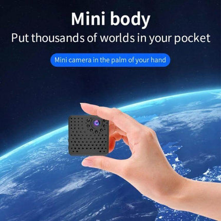 Versatile Mini Security Camera for Indoor Monitoring with Wide View shown held between fingers, compact mini body and wide-angle lens for easy indoor monitoring