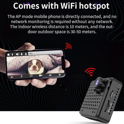 Versatile Mini Security Camera for Indoor Monitoring with Wide View - mini WiFi hotspot camera showing phone live feed of a dog, wireless direct mobile connection