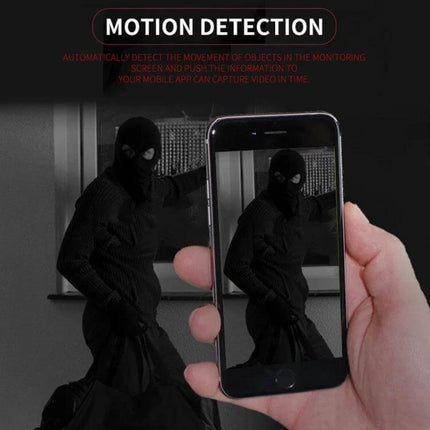 Versatile Mini Security Camera for Indoor Monitoring with Wide View showing motion detection of intruder on mobile app screen