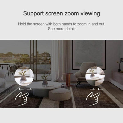 Wireless Outdoor WiFi Security Camera with Night Vision Detection showing screen zoom viewing feature for close-up surveillance on potted plants