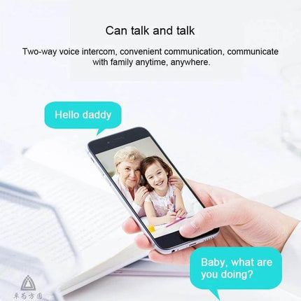 Outdoor Solar Powered WiFi Security Camera for Home Surveillance showing two-way voice intercom on mobile app with live video of family