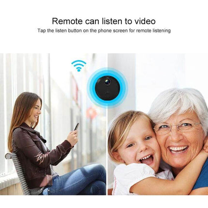 Compact HD WiFi Mini Camera for Home Surveillance with Night Vision - 1080P live app viewing, night vision, TF card recording for monitoring family and home