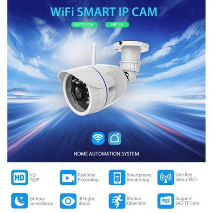 NEO Outdoor Waterproof WiFi Security Camera with Night Vision monitoring driveway and backyard with 720P night vision and smartphone live view