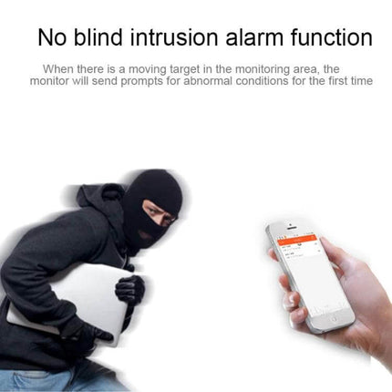 V380pro White 360-Degree Panoramic Camera for Home Monitoring detecting intruder and sending mobile alert via app