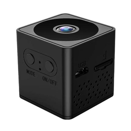 Mini Wireless Action Camera with Night Vision for Monitoring compact 32x32x33mm black cube WiFi spy camera for home office monitoring