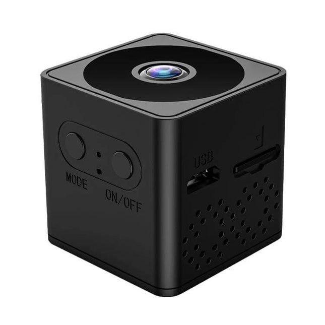 Mini Wireless Action Camera with Night Vision for Monitoring compact 32x32x33mm black cube WiFi spy camera for home office monitoring