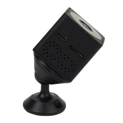 Mini Wireless Action Camera with Night Vision for Monitoring compact 32x32x33mm black WiFi security camera on magnetic stand