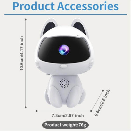 K9 Cute Pets Smart Home Camera with Motion Detection compact cat-shaped camera for pet monitoring and motion alerts