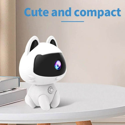 K9 Cute Pets Smart Home Camera with Motion Detection placed on table monitoring pets with compact cute design