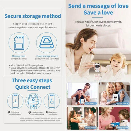K9 Cute Pets Smart Home Camera with Motion Detection compact home pet monitor with motion alerts, cloud and SD storage, smartphone access