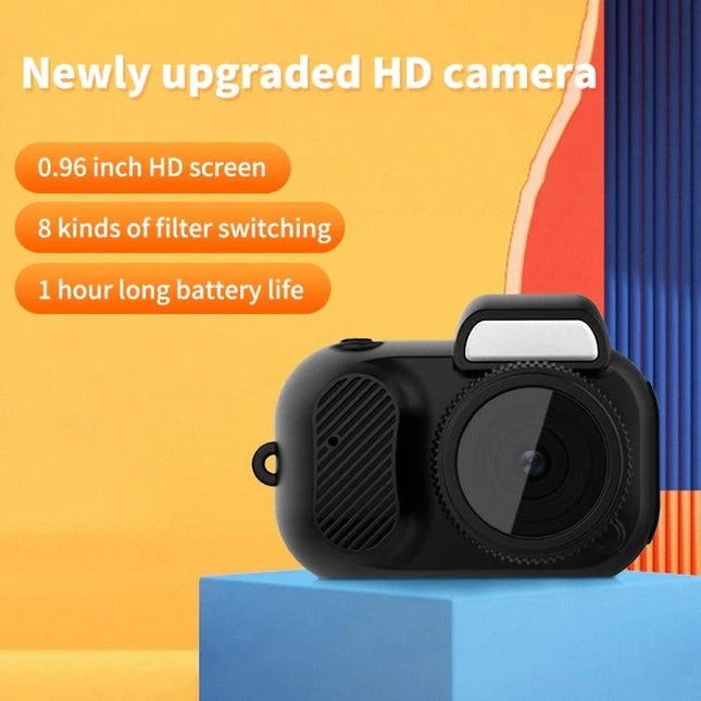 Y3000 Compact Mini Action Camera for Travel and Sports black compact unit on display with 0.96 inch HD screen and 1 hour battery life