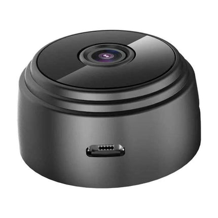 Mini 1080P WiFi IP Camera for Remote Home Monitoring compact black dome camera with micro USB port for remote live viewing