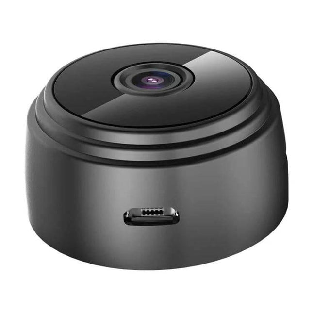 Mini 1080P WiFi IP Camera for Remote Home Monitoring compact black dome camera with micro USB port for remote live viewing