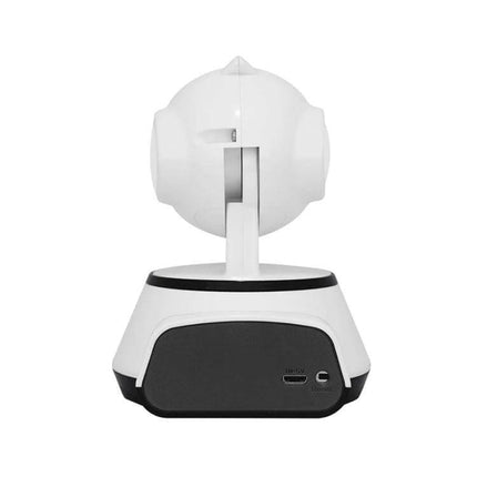 Wireless Infrared Dome IP Camera for Home Security Monitoring white dome camera rear view showing mounting arm and ports