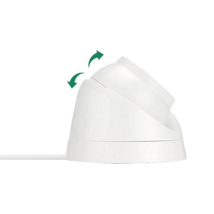 POE IP Camera for Home Security with Night Vision – white adjustable dome camera showing tilt feature and POE power cable