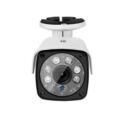 Outdoor Waterproof IP Camera for Home Security with Night Vision - white bullet camera with IR LEDs and POE mount for driveway and backyard surveillance