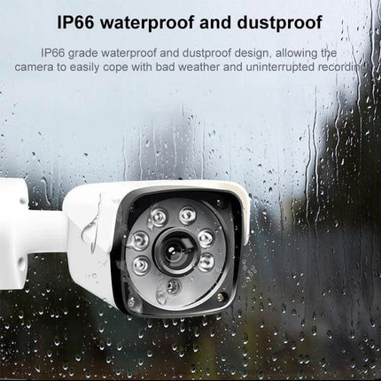 Weatherproof Security Bullet Camera with Night Vision for Indoor Outdoor Use showing IP66 waterproof camera in rain
