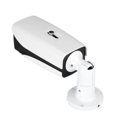 Weatherproof Indoor Surveillance Camera with Zoom and Night Vision – white bullet-style camera mounted for entryway and warehouse monitoring