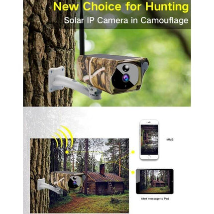 VESAFE Solar IP Camera for Outdoor Security and Night Surveillance camouflaged solar camera mounted on tree for hunting with night vision and motion alerts
