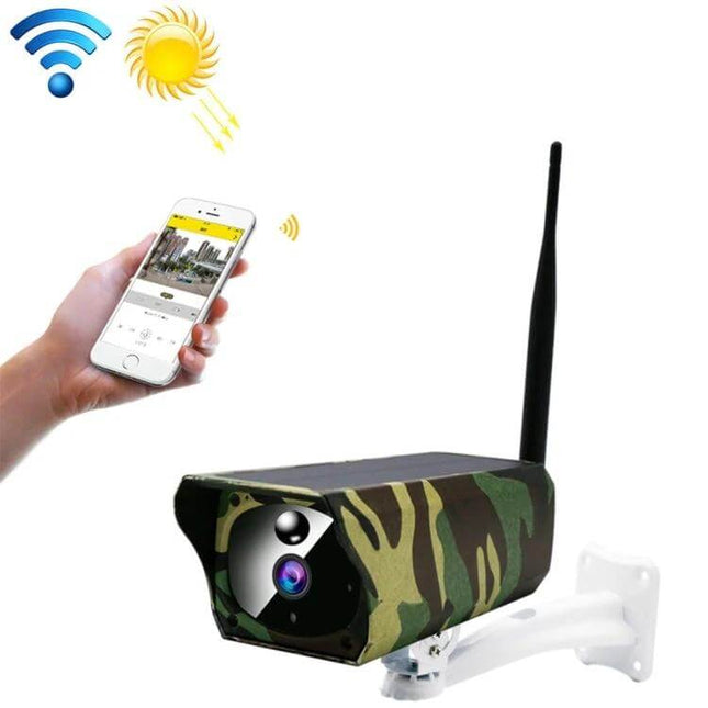 VESAFE Solar-Powered IP Camera for Outdoor Wildlife Monitoring - camo solar WiFi trail camera with motion detection and smartphone viewing