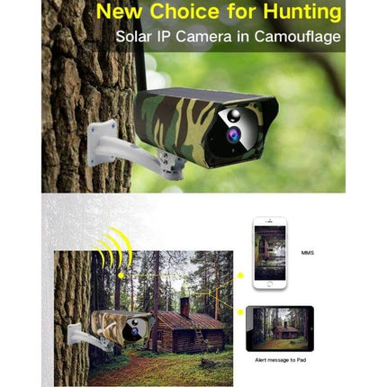 VESAFE Solar-Powered IP Camera for Outdoor Wildlife Monitoring camouflaged outdoor camera mounted on tree capturing wildlife and sending mobile alerts