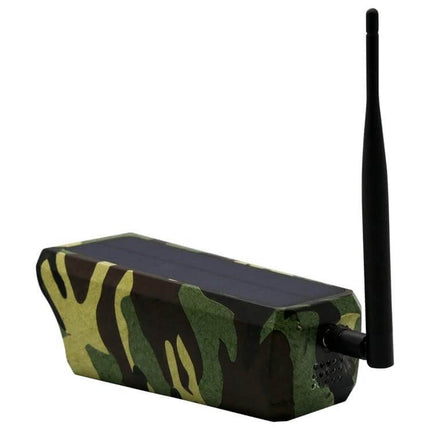 VESAFE Solar-Powered IP Camera for Outdoor Wildlife Monitoring - camouflaged solar camera with antenna for remote wildlife surveillance