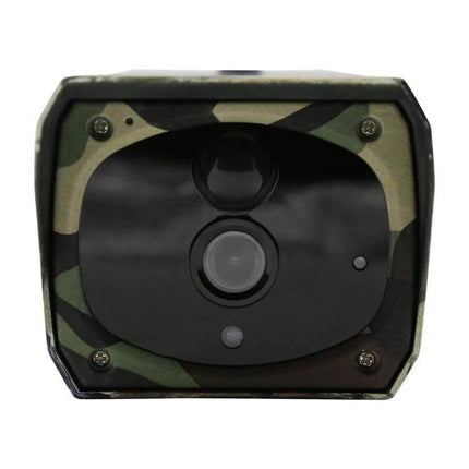 VESAFE Solar-Powered IP Camera for Outdoor Wildlife Monitoring front view camouflaged housing showing lens and sensor