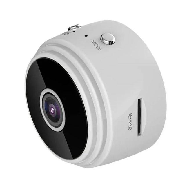 Wireless Network Camera for Home Security Monitoring compact white wireless camera with wide-angle lens and micro SD slot