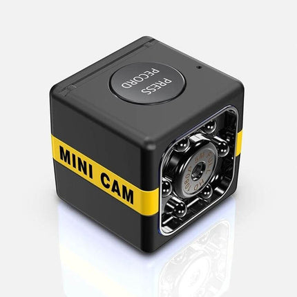 Versatile Outdoor Camera for Aerial Sports and Adventure Capture compact black mini cam with all-glass lens and auto motion detection