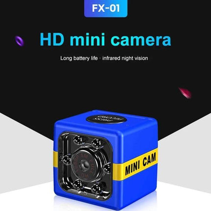 Versatile Outdoor Camera for Aerial Sports and Adventure Capture - compact blue HD mini cam with all-glass lens, infrared night vision and long battery life