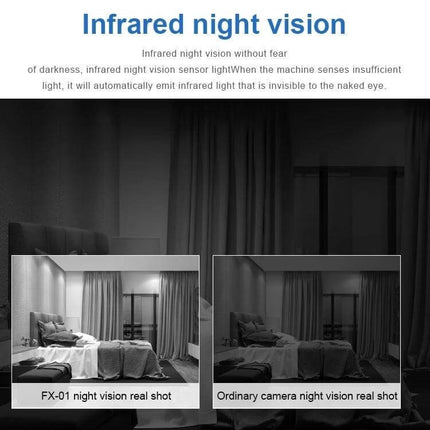 Versatile Outdoor Camera for Aerial Sports and Adventure Capture showing infrared night vision comparison with FX-01 clearer low-light footage