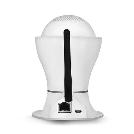 Anpwoo Hercules WiFi Security Camera for Home Monitoring with Night Vision - rear view showing antenna, Ethernet and micro USB ports