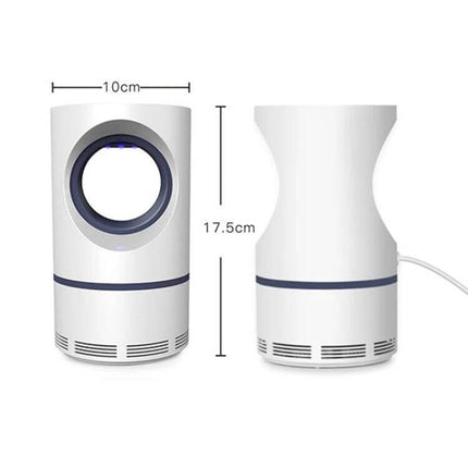 USB Photocatalyst Mosquito Killer Light Cylindrical 17.5x10cm compact white USB-powered indoor mosquito trap, 10x17.5cm, low-noise design