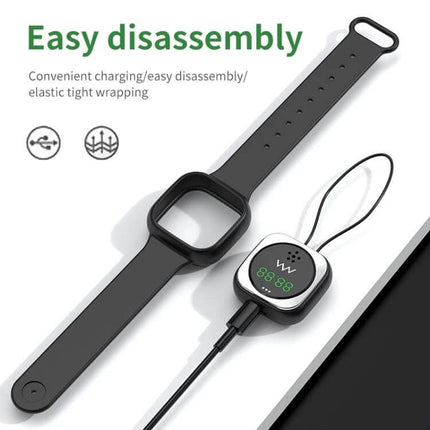 Outdoor Silica Gel Mosquito Repellent Wristband Black shown disassembled with charging cable and silica gel bead module for outdoor use