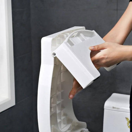Non-Slip Toilet Foot Stool Foldable For Kids, Easy Squat Support - white foldable stool being opened for stable bathroom use