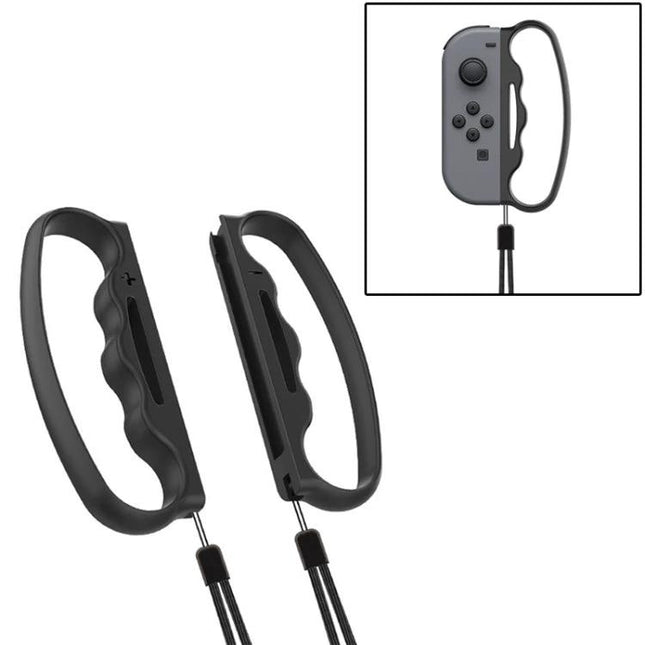 iPlay Handle for Comfortable Switch Gaming Sessions – black ergonomic Joy‑Con grips with wrist straps to reduce hand strain and prevent slips