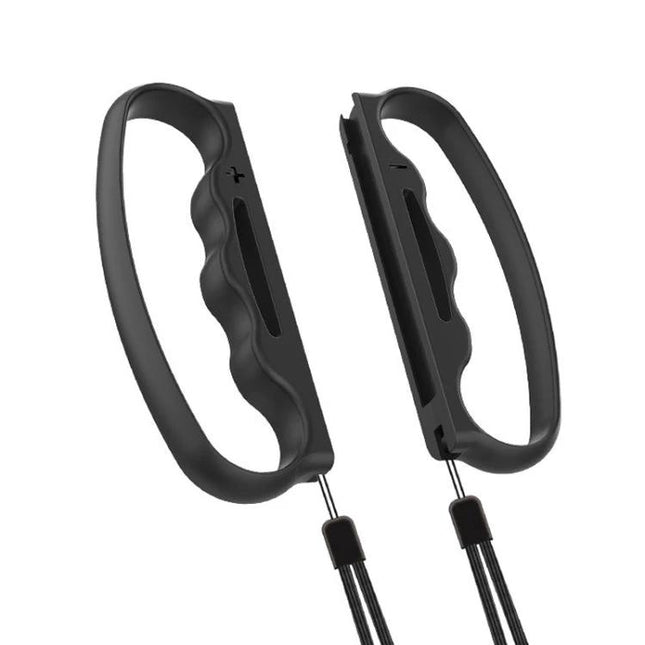 iPlay Handle for Comfortable Switch Gaming Sessions - black ergonomic Joy-Con grips with wrist straps for improved comfort and secure hold