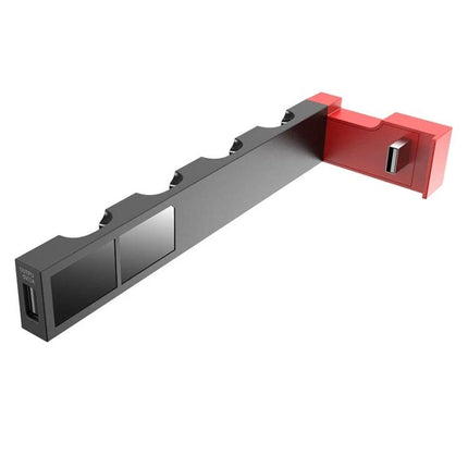 iPega Stand for Charging Nintendo Switch Joy-Con at Home - compact 4-slot USB charging dock, black and red design